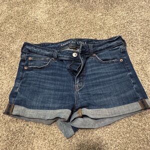 American Eagle Outfitters Women's Blue Denim Shorts - high rise shortie